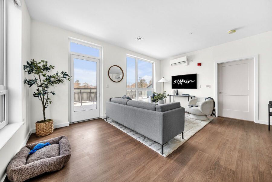 57 Main apartment amenity space with ambient lighting, Marlborough MA